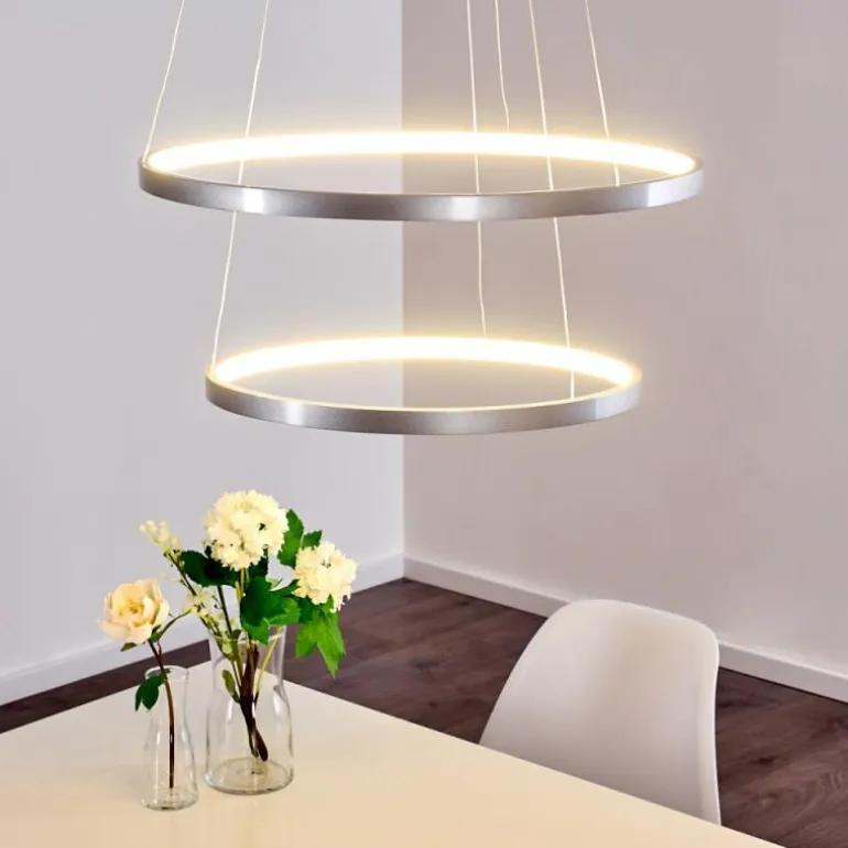 Suspension Canisteo LED Argenté, 2 lumières