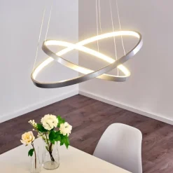 Suspension Canisteo LED Argenté, 2 lumières
