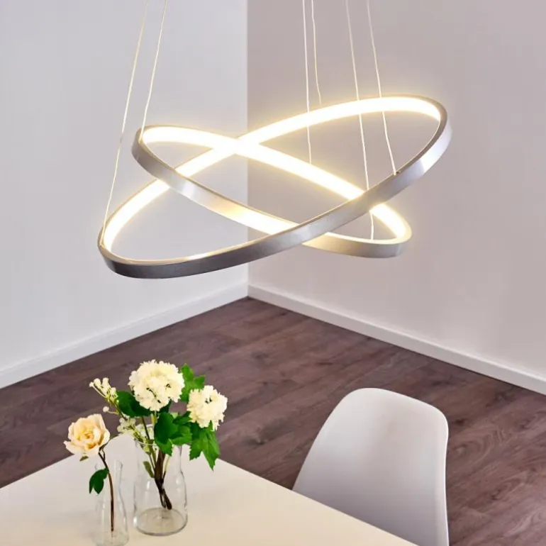 Suspension Canisteo LED Argenté, 2 lumières