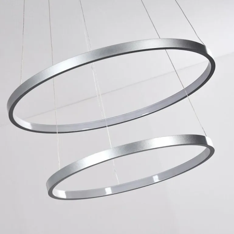 Suspension Canisteo LED Argenté, 2 lumières