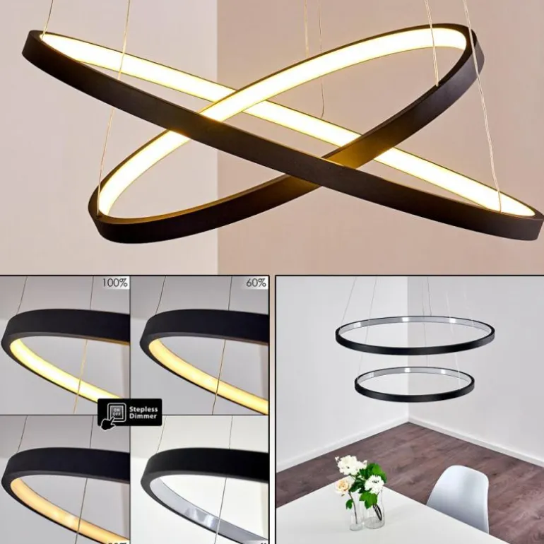Suspension Canisteo LED Noir, 2 lumières