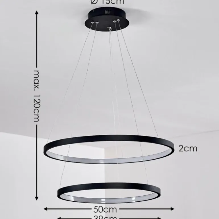 Suspension Canisteo LED Noir, 2 lumières