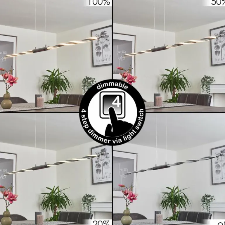 Suspension Carmacks LED Chrome, 4 lumières