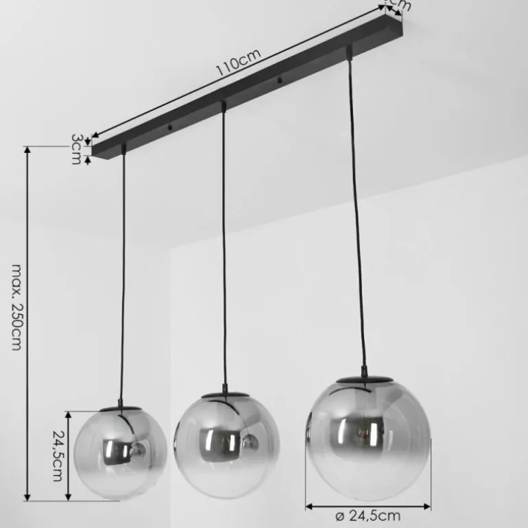 Suspension Cercado Noir, 3 lumières