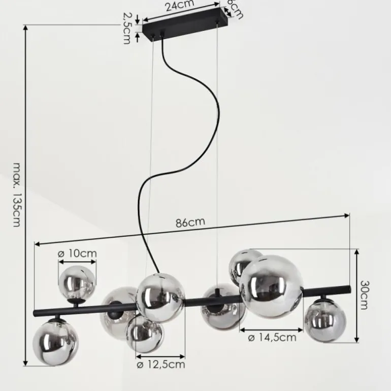 Suspension Chehalis LED Noir, 9 lumières