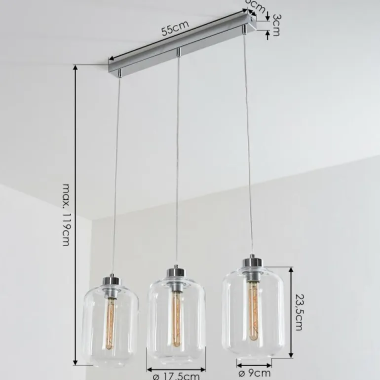 Suspension Chiedent Chrome, 3 lumières