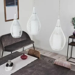Suspension Chipoc Blanc, 3 lumières