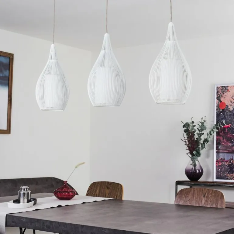 Suspension Chipoc Blanc, 3 lumières