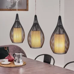 Suspension Chipoc Noir, 3 lumières