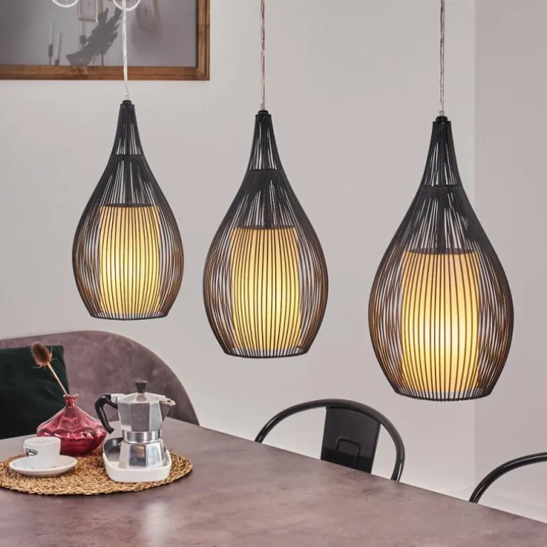 Suspension Chipoc Noir, 3 lumières