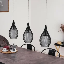 Suspension Chipoc Noir, 3 lumières