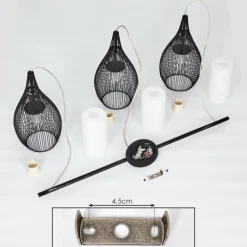 Suspension Chipoc Noir, 3 lumières
