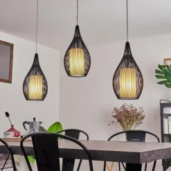 Suspension Chipoc Noir, 3 lumières