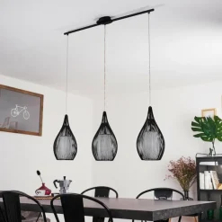 Suspension Chipoc Noir, 3 lumières