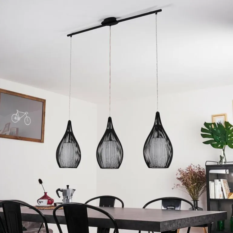 Suspension Chipoc Noir, 3 lumières
