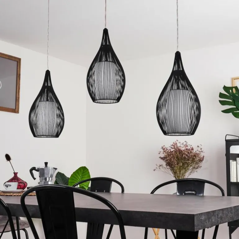 Suspension Chipoc Noir, 3 lumières