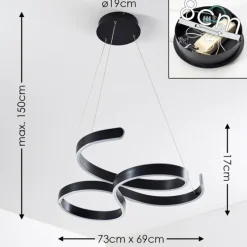 Suspension Chippewa LED Noir, 1 lumière