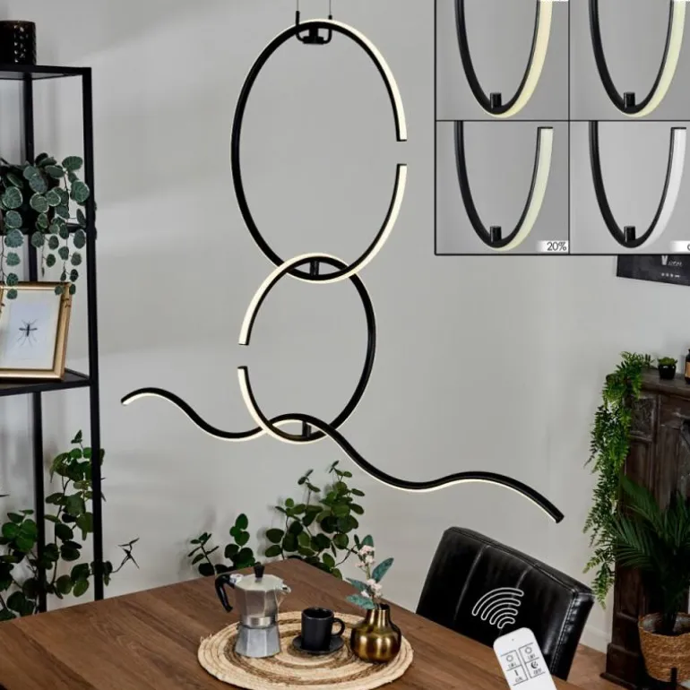 Suspension Chlak LED Noir, 3 lumières, Télécommandes