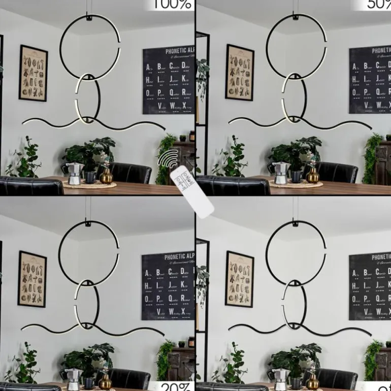 Suspension Chlak LED Noir, 3 lumières, Télécommandes