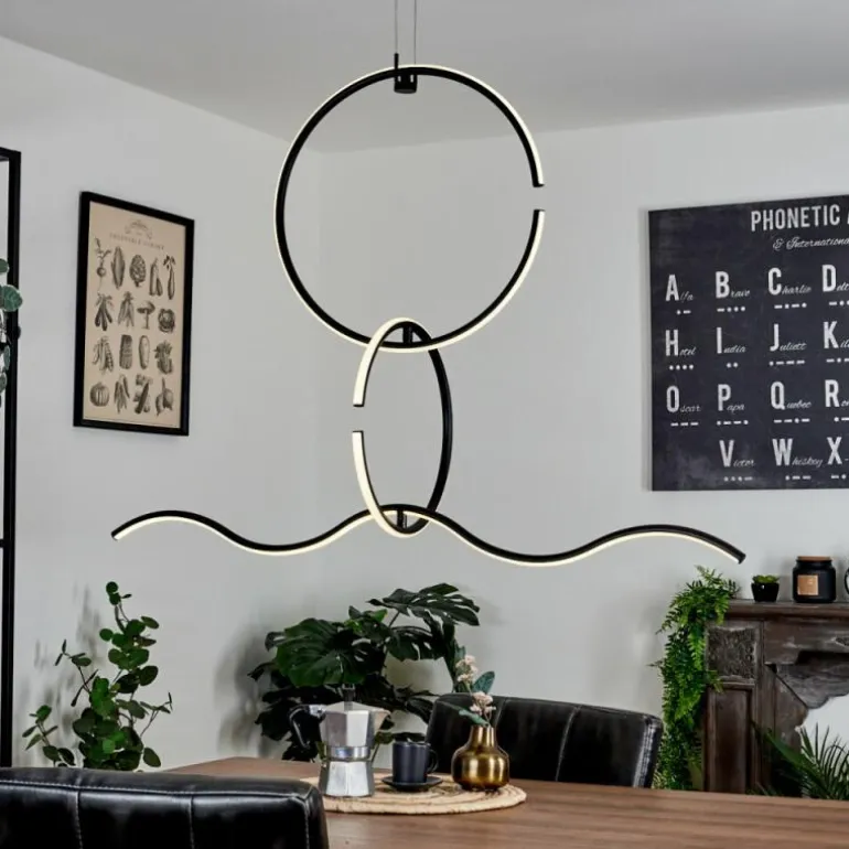 Suspension Chlak LED Noir, 3 lumières, Télécommandes