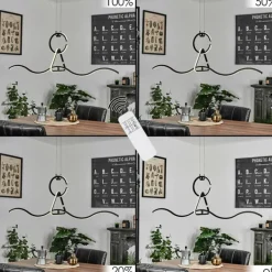 Suspension Chlak LED Noir, 3 lumières, Télécommandes