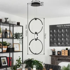 Suspension Chlak LED Noir, 3 lumières, Télécommandes