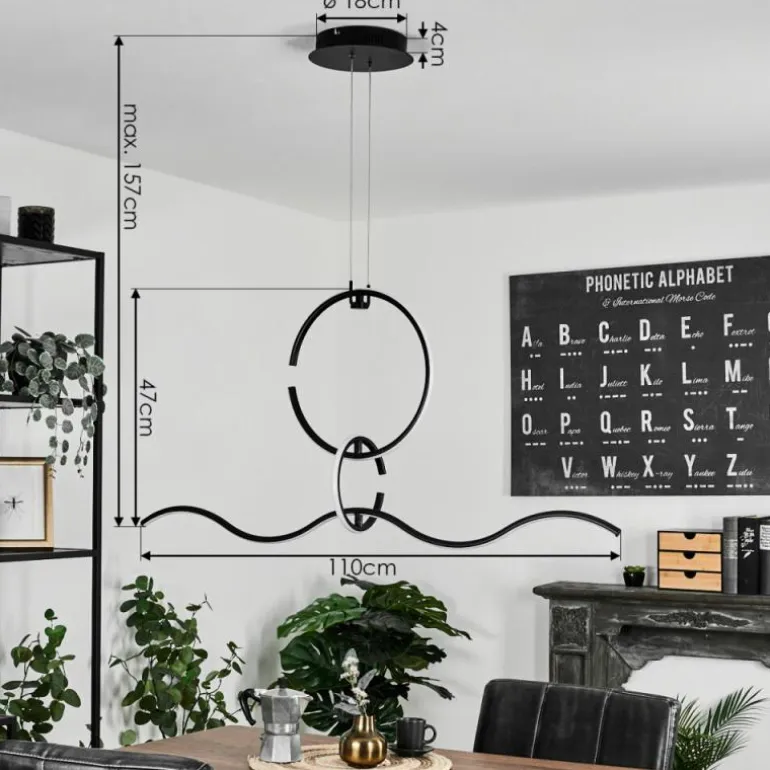Suspension Chlak LED Noir, 3 lumières, Télécommandes