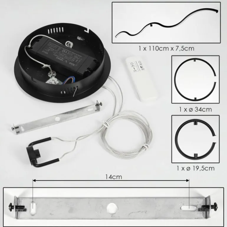 Suspension Chlak LED Noir, 3 lumières, Télécommandes