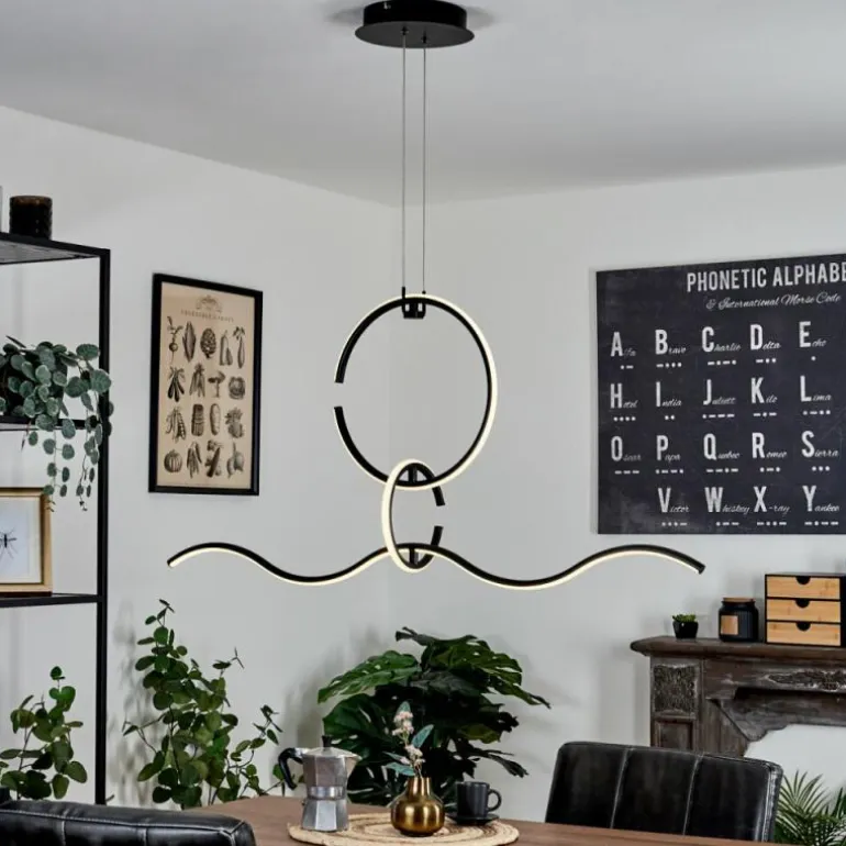 Suspension Chlak LED Noir, 3 lumières, Télécommandes