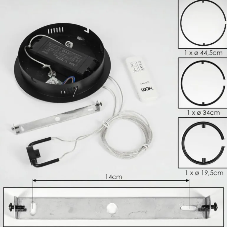 Suspension Chlak LED Noir, 3 lumières, Télécommandes