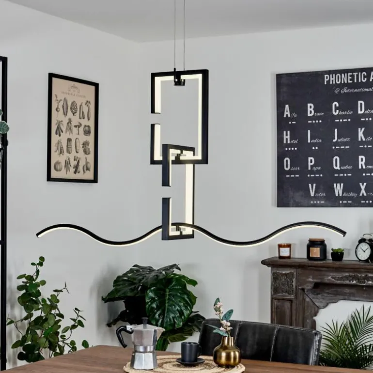 Suspension Chlak LED Noir, 3 lumières, Télécommandes