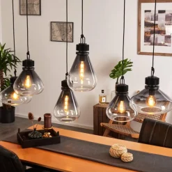 Suspension Coapilla Noir, 6 lumières