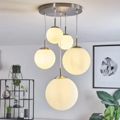 Suspension Cochuna Nickel mat, 5 lumières