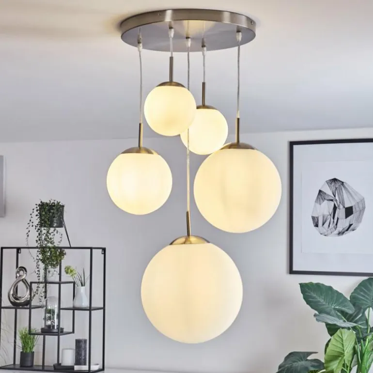 Suspension Cochuna Nickel mat, 5 lumières