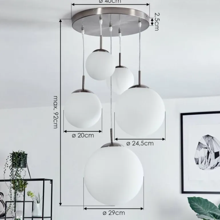 Suspension Cochuna Nickel mat, 5 lumières