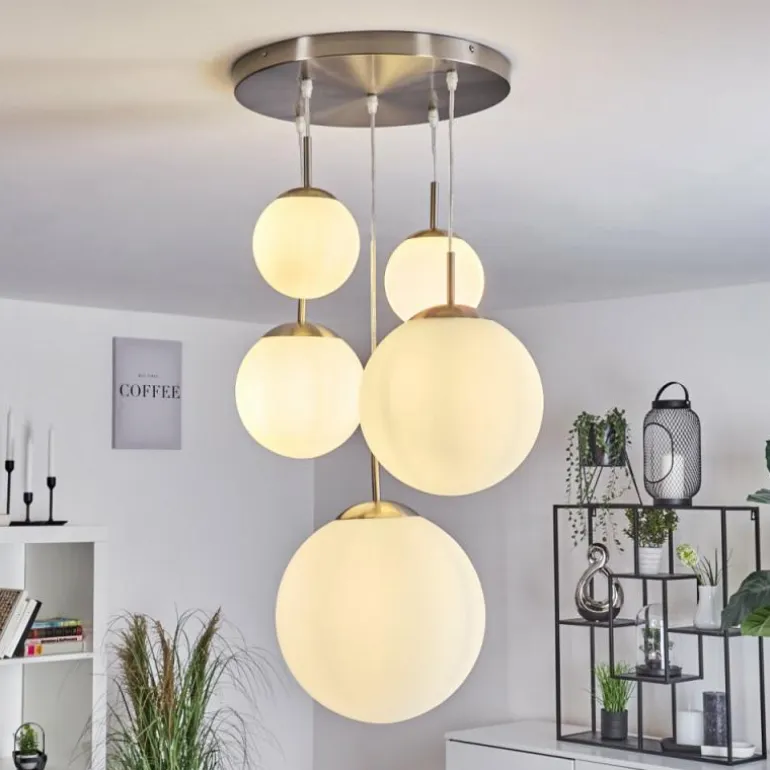 Suspension Cochuna Nickel mat, 5 lumières