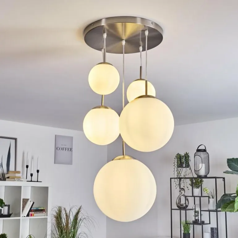 Suspension Cochuna Nickel mat, 5 lumières