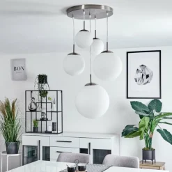 Suspension Cochuna Nickel mat, 5 lumières