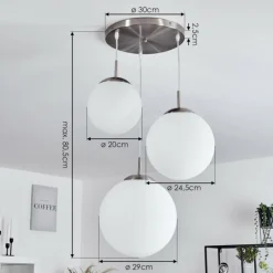 Suspension Cochuna Nickel mat, 3 lumières