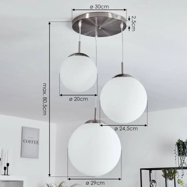 Suspension Cochuna Nickel mat, 3 lumières