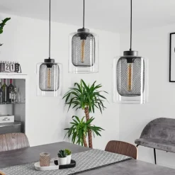 Suspension Crucible Gris, Noir, 3 lumières