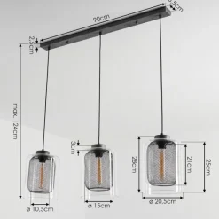 Suspension Crucible Gris, Noir, 3 lumières