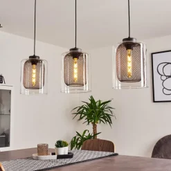 Suspension Crucible Gris, Noir, 3 lumières