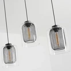 Suspension Crucible Gris, Noir, 3 lumières