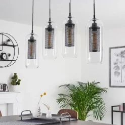 Suspension Crucible Gris, Noir, 4 lumières