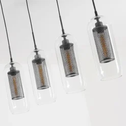 Suspension Crucible Gris, Noir, 4 lumières