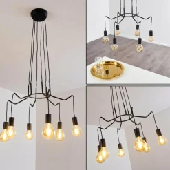 Suspension Cuyama Noir, 6 lumières