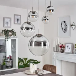 Suspension Degevos Nickel mat, 5 lumières