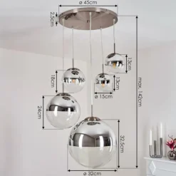 Suspension Degevos Nickel mat, 5 lumières