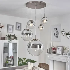 Suspension Degevos Nickel mat, 5 lumières